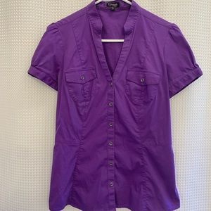 Express Essential Stretch Medium Purple Blouse EUC
